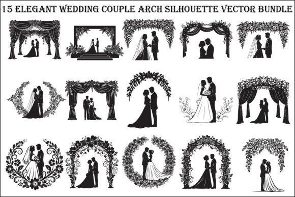 15 Elegant Wedding Couple Arch Silhouett: Timeless Romance for Your Designs