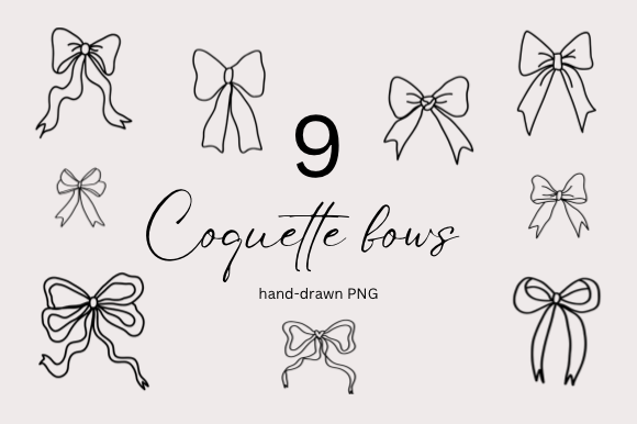 9 Hand Drawn Bows PNG: Elevate Your Creative Projects