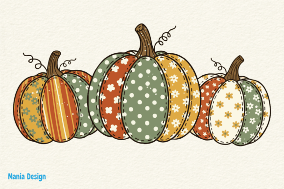 Autumn Patchwork Pumpkins PNG: Your Go-To Fall Design Asset