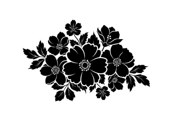 Black Silhouette Flowers and Leaves: A Designer's Toolkit