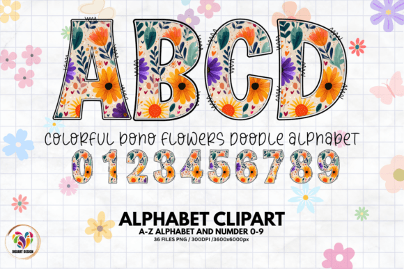 Colorful Boho Flower Doodle Alphabet: A Creative Asset