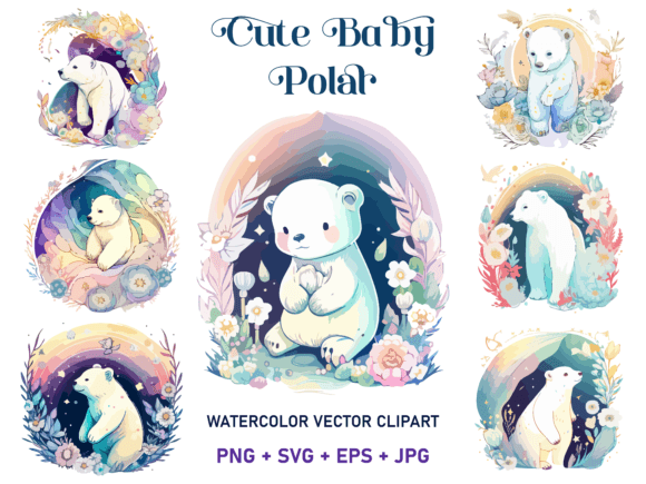 Cute Polar Bear Floral Watercolor Svg: A Design Asset Guide