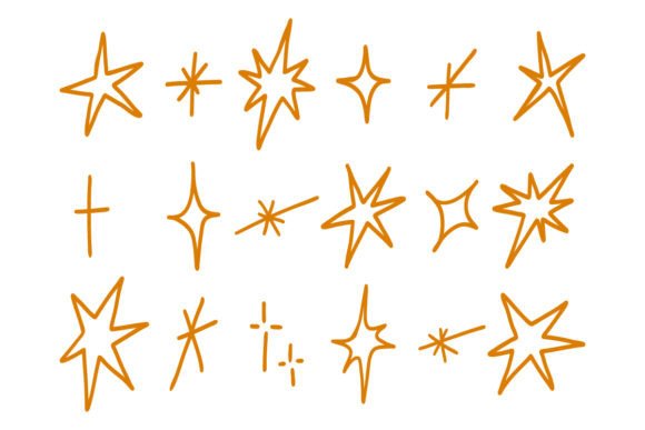 Elevate Your Designs with Hand Drawn Star Sparkle Doodle Set