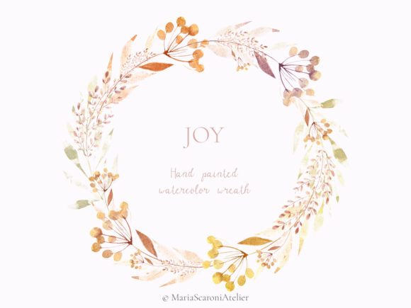 JOY Hand Painted Watercolor Wreath: Elevate Your Creative Projects