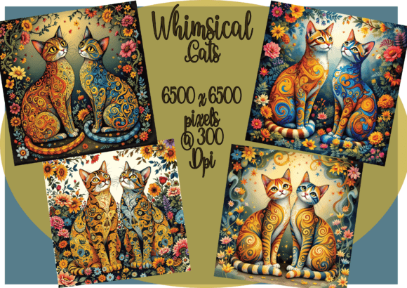 Klimt-Inspired Feline Enchantment: Where Art Nouveau Meets Whimsy