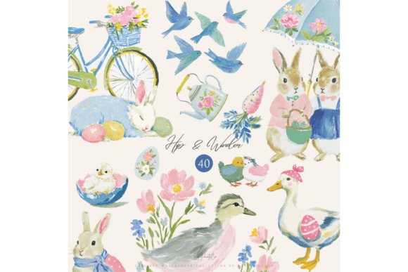 Spring Easter Watercolor Animals Clipart: A Storybook Design Toolkit