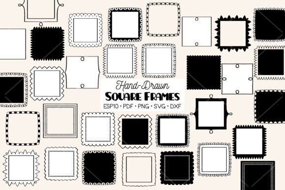 Square Frames: Hand Drawn Borders for Authentic Design