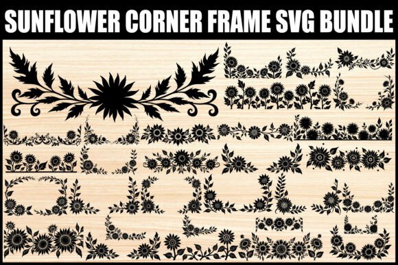 Sunflower Corner Frame SVG Set: Rustic Charm for Your Designs