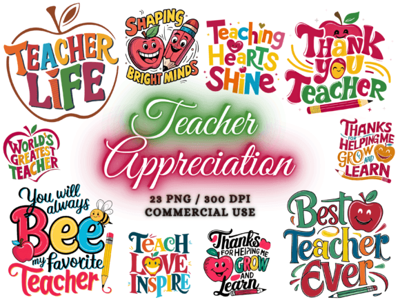Teacher Appreciation Sublimation PNG: Creative Design Assets