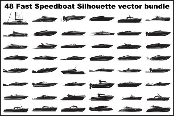 Unleash Dynamic Energy: The 48 Fast Speedboat Silhouette Vector Bundle