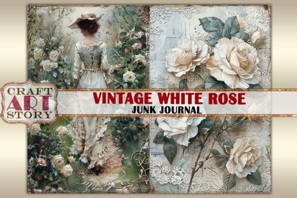 Vintage White Rose Junk Journal: A Floral Printable Decorative Page