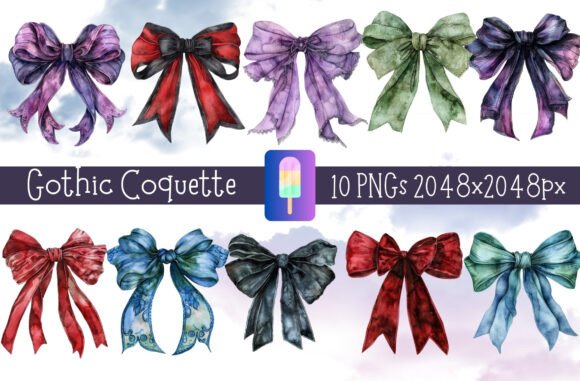 Watercolor Gothic Coquette Bow Bundle: A Creative Asset for Bold Design