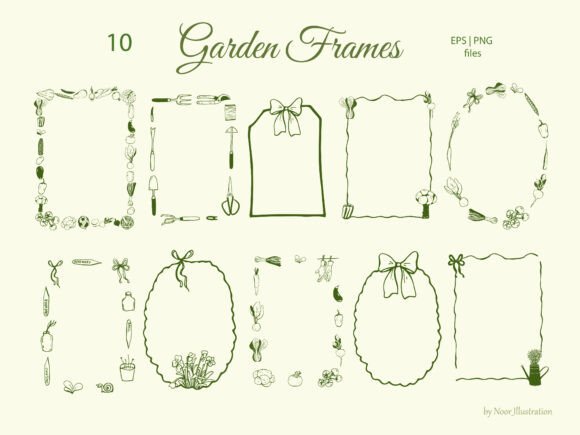 Whimsy Garden Frames Set: Nature-Inspired Design Assets